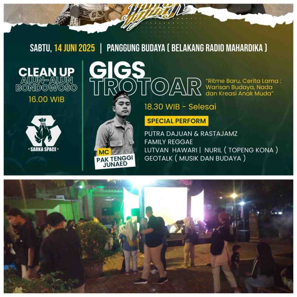 Sarka Space Berkolaborasi Dengan Progib,Bersihkan Sampah Usai Konser Reggae, Di Bondowoso.