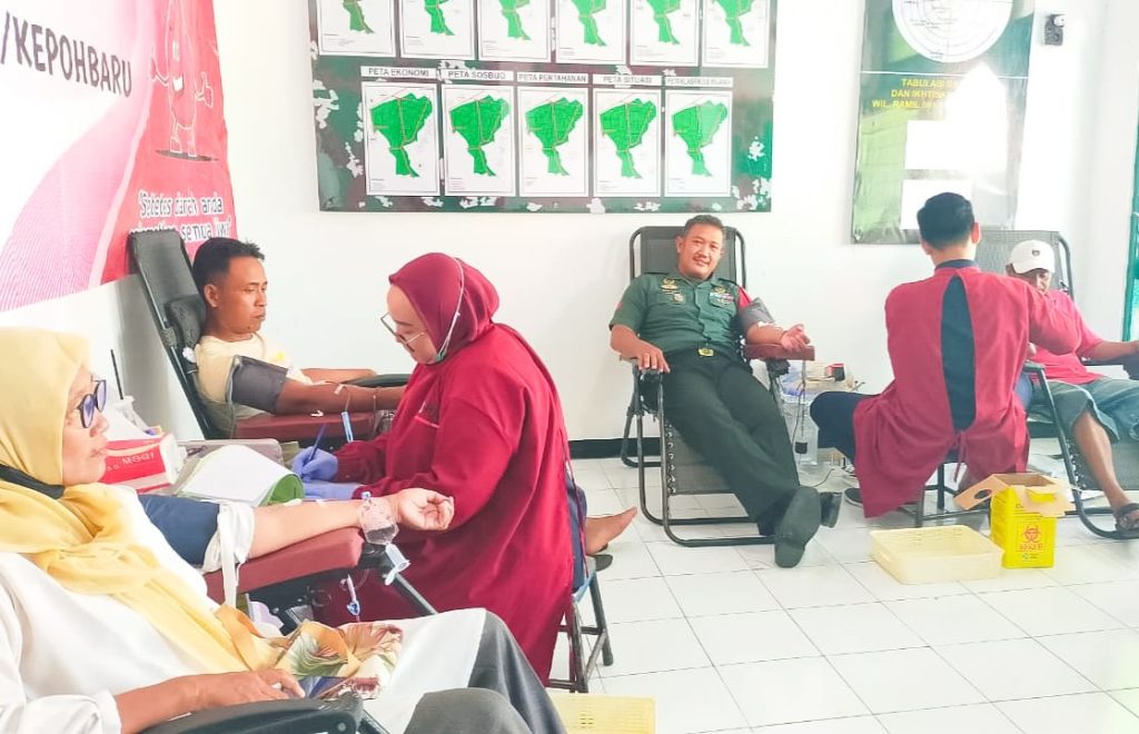 Koramil Kepohbaru Bojonegoro Gelar Bakti sosial Donor Darah, Peduli Kesehatan Masyarakat